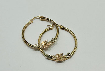 10K YELLOW GOLD QUINCEANERA HOOP EARRINGS, WEIGHT: 3.3gm