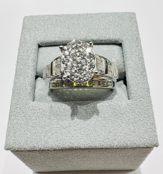 10K WHITE GOLD RING WITH NATURAL DIAMONDS 0.95CT, 4.7gm