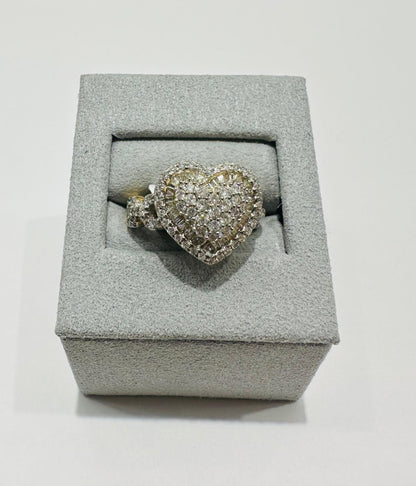 10K GOLD HEART NATURAL DIAMONDS RING 1CT, 5.1gm