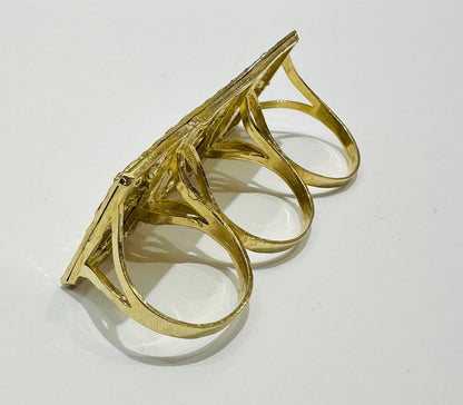 10K GOLD LAST SUPPER THREE FINGER MEN'S RING, WEIGHT: 20.4gm