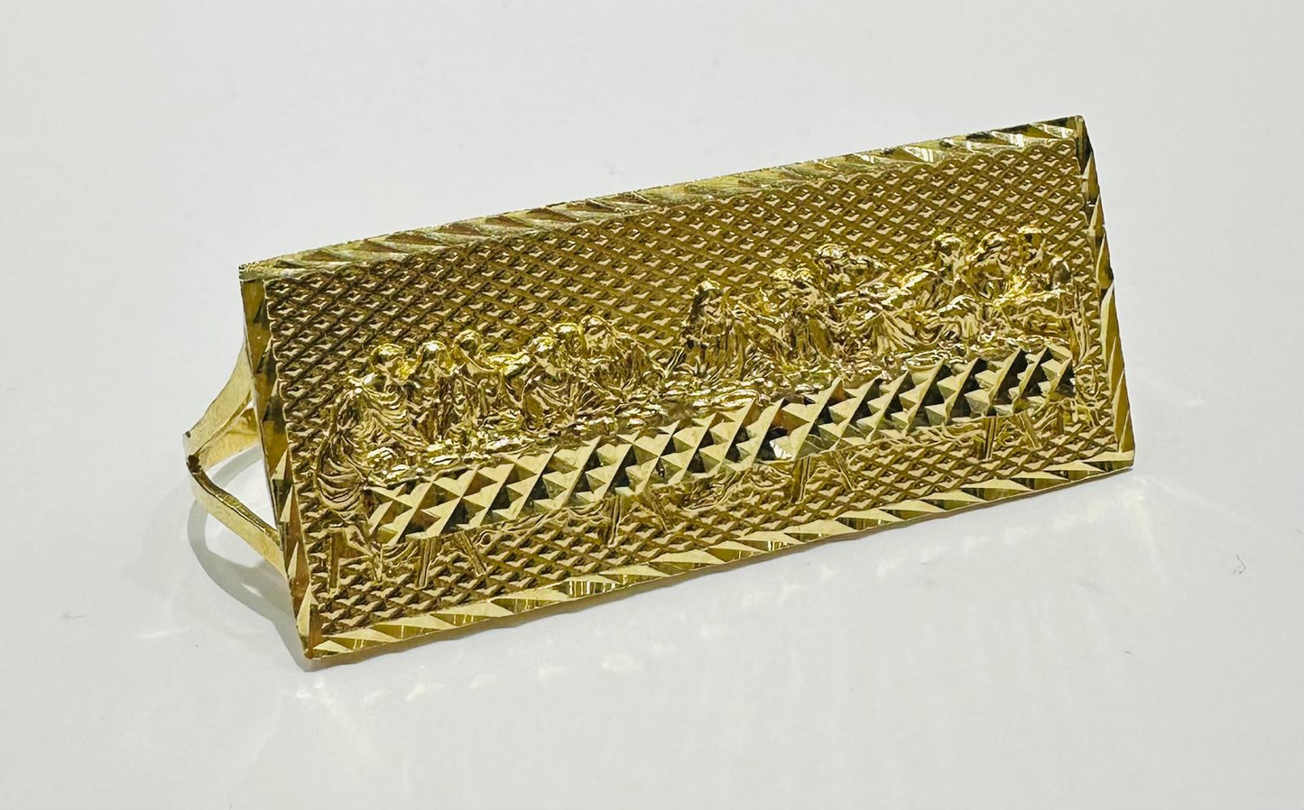 10K GOLD LAST SUPPER THREE FINGER MEN'S RING, WEIGHT: 20.4gm