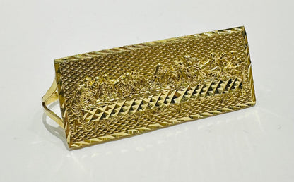 10K GOLD LAST SUPPER THREE FINGER MEN'S RING, WEIGHT: 20.4gm