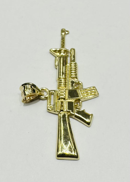 10K GOLD GUN PENDANT, WEIGHT: 3.6gm