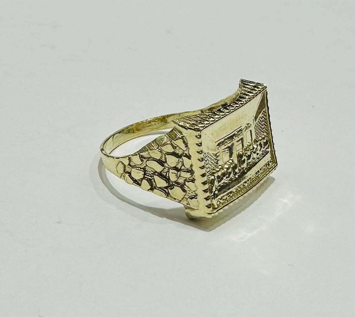 10K GOLD LAST SUPPER NUGGET RING, WEIGHT: 4.7gm