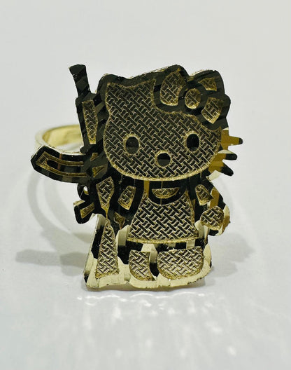 10K GOLD KITTY HEART RING, WEIGHT: 4.4gm