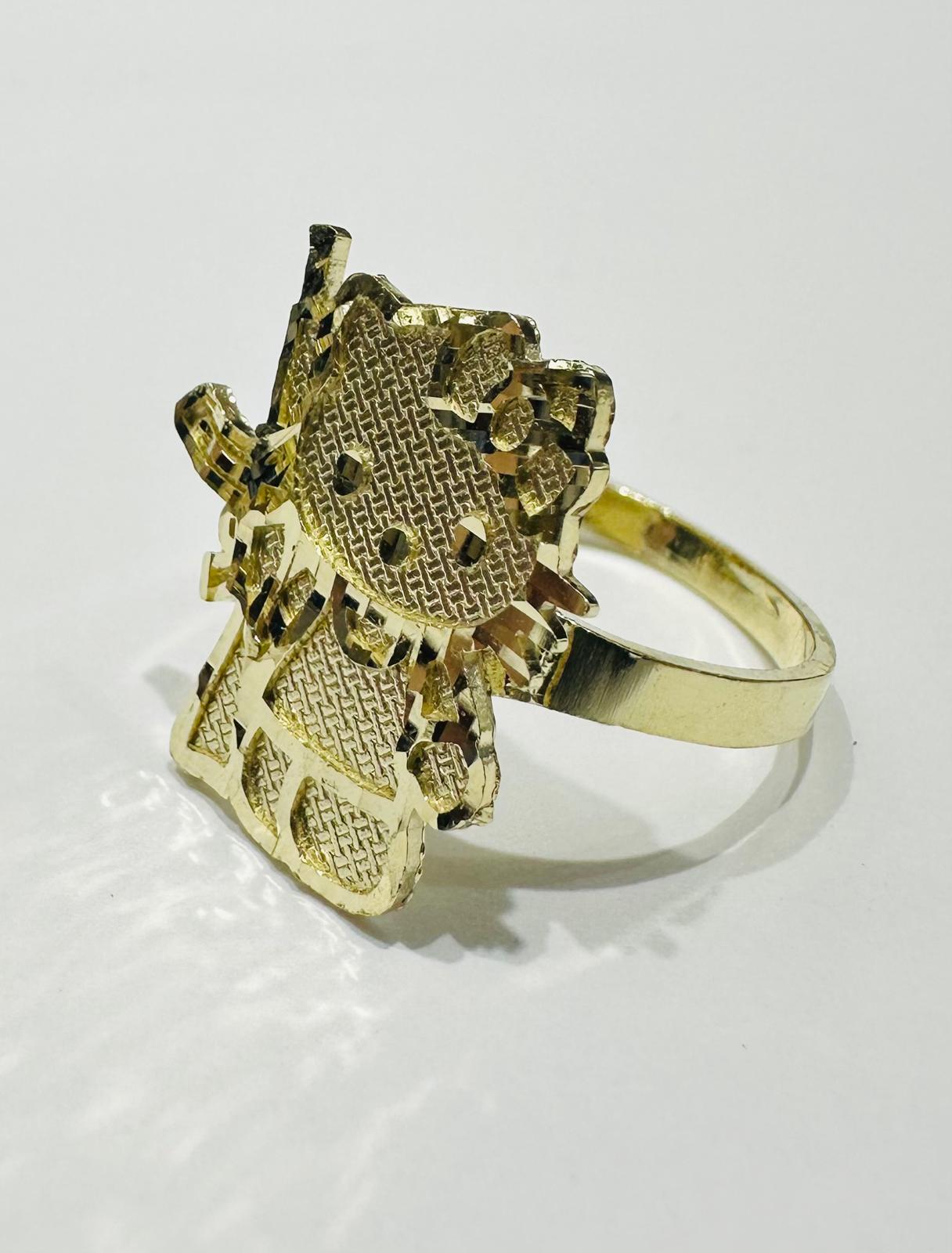 10K GOLD KITTY HEART RING, WEIGHT: 4.4gm