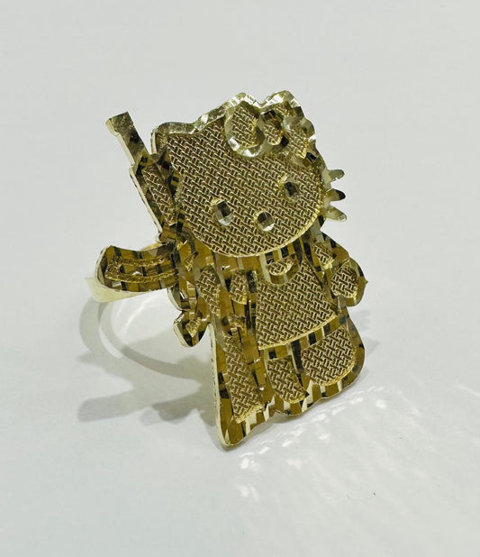 10K GOLD KITTY RING, WEIGHT: 4.4gm