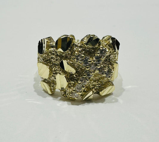 10K GOLD CZ STONE NUGGET RING, WEIGHT: 6.7gm