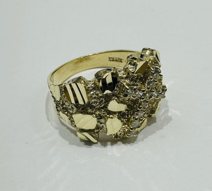10K GOLD CZ STONE NUGGET RING, WEIGHT: 6.7gm