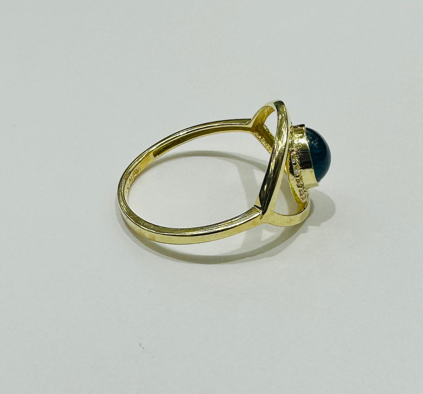 10K GOLD EVIL EYE CZ RING, WEIGHT: 1.8gm