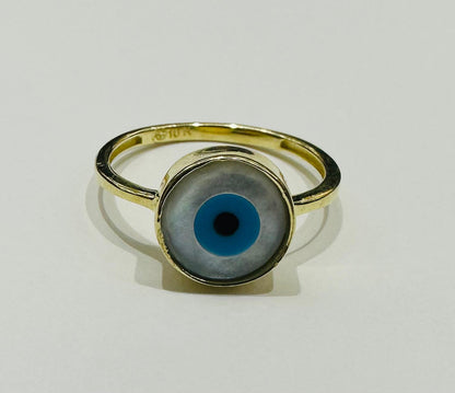 10K GOLD EVIL EYE RING, WEIGHT: 2.0gm
