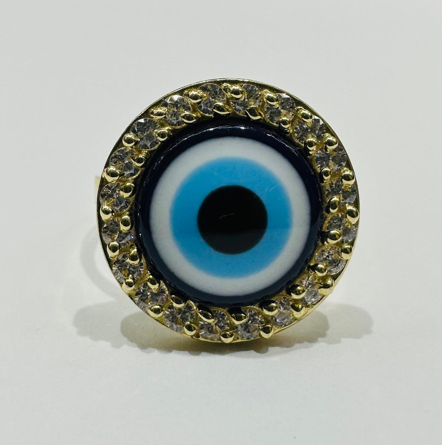10K GOLD EVIL EYE CZ RING, WEIGHT: 3.5gm