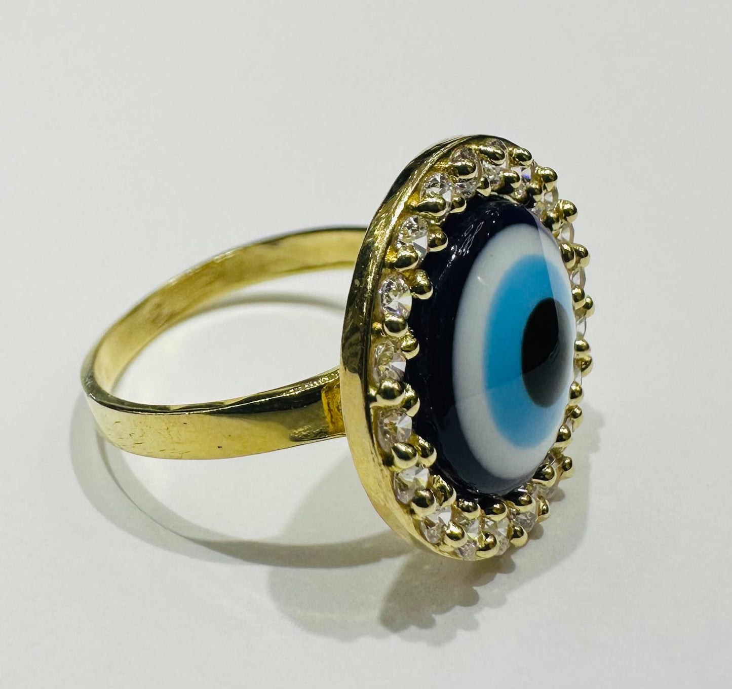 10K GOLD EVIL EYE CZ RING, WEIGHT: 3.5gm