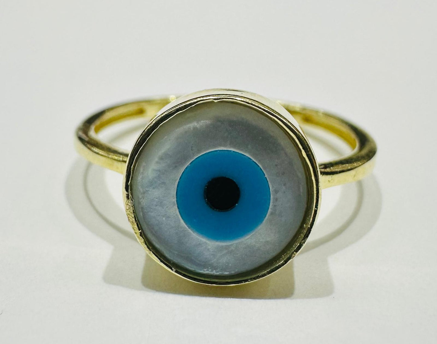 10K GOLD EVIL EYE RING, WEIGHT: 2.0gm