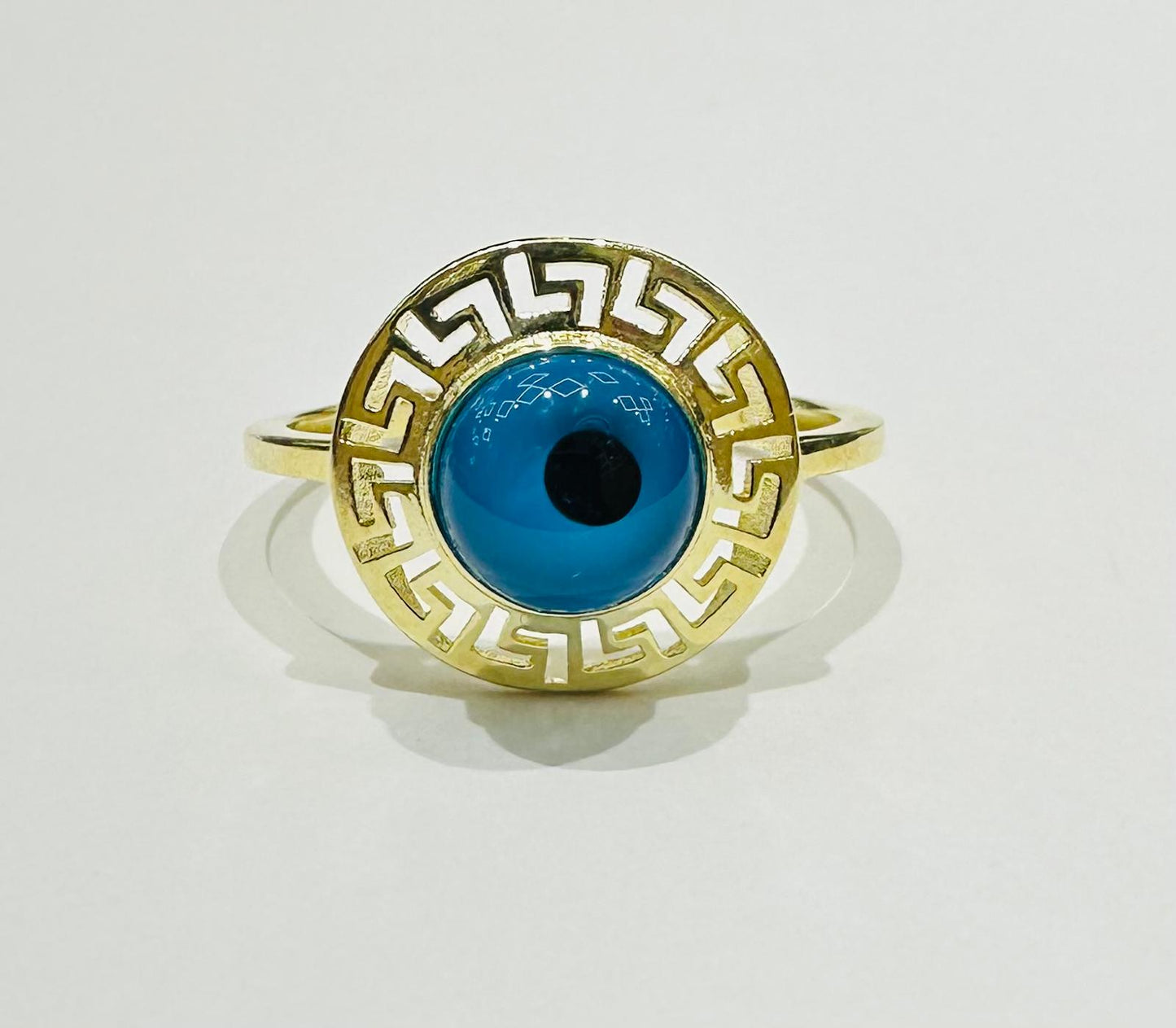 10K GOLD EVIL EYE RING, WEIGHT: 1.9gm