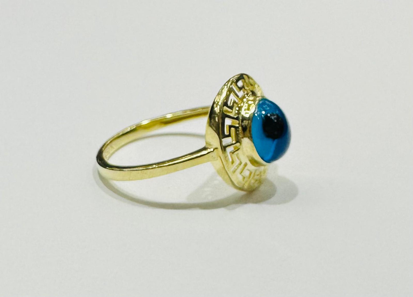 10K GOLD EVIL EYE RING, WEIGHT: 1.9gm