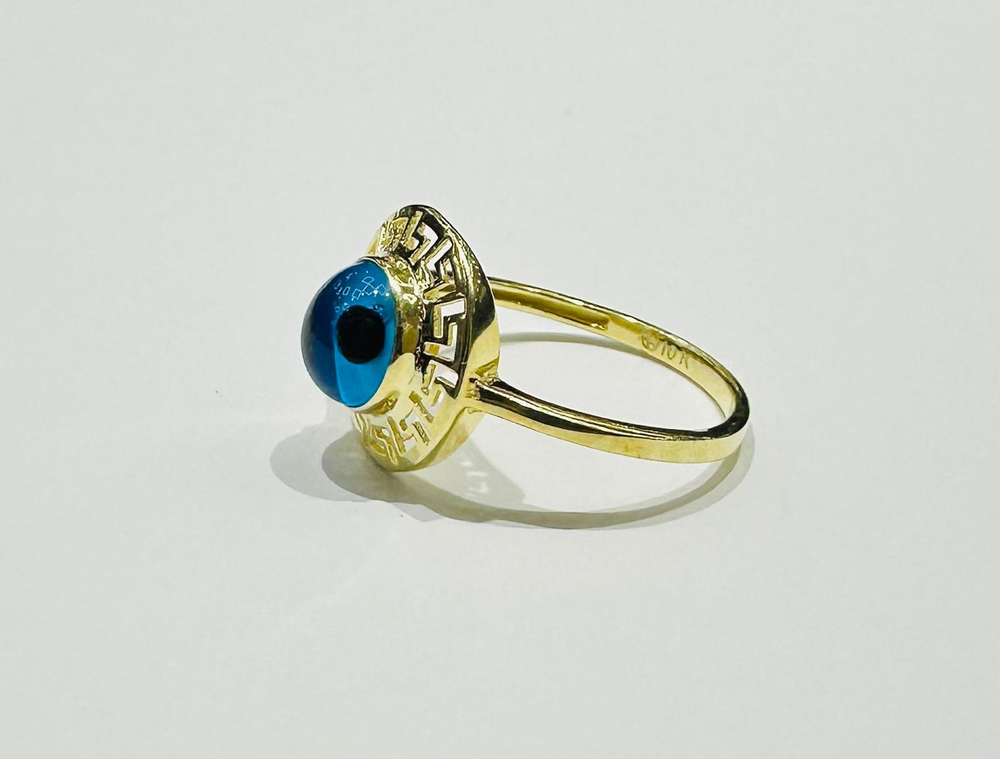 10K GOLD EVIL EYE RING, WEIGHT: 1.9gm