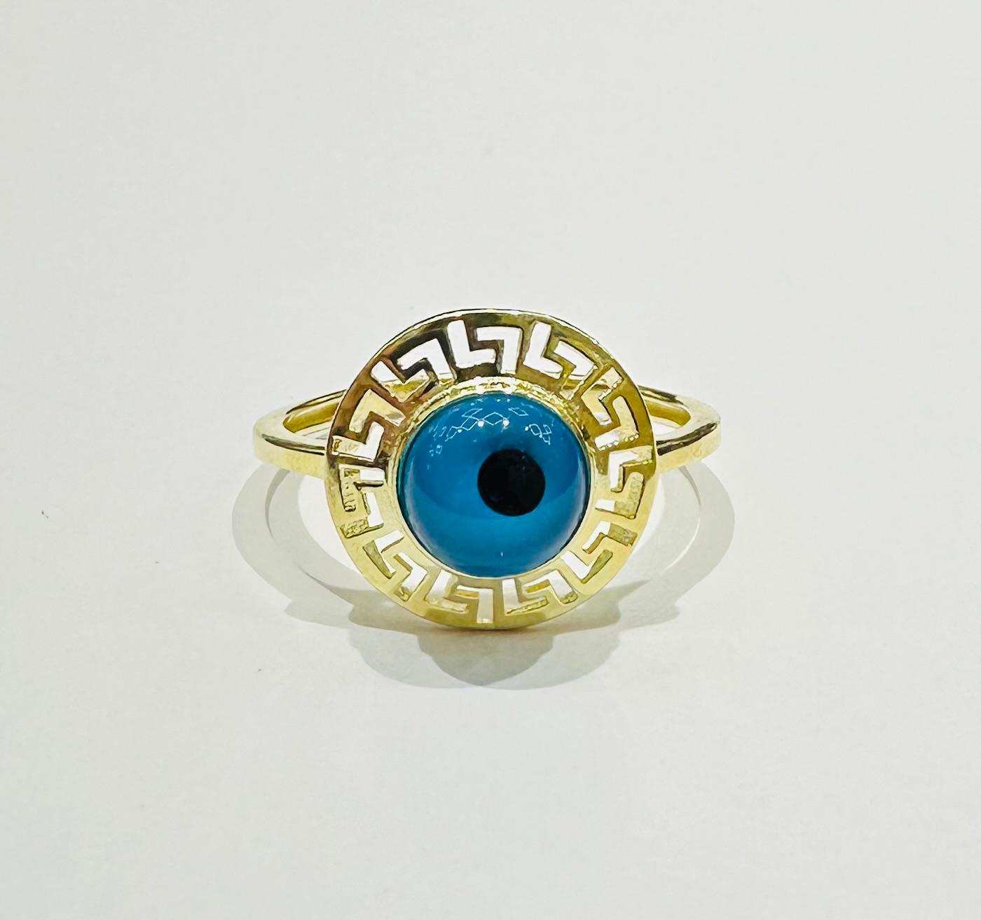 10K GOLD EVIL EYE RING, WEIGHT: 1.9gm