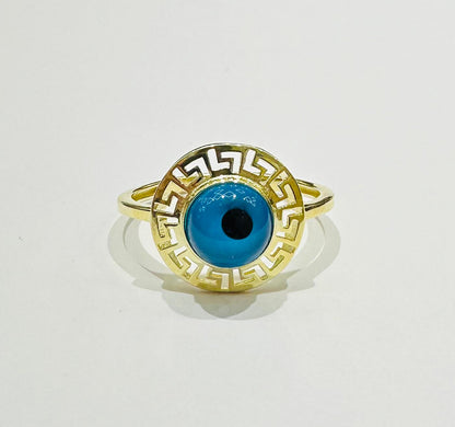 10K GOLD EVIL EYE RING, WEIGHT: 1.9gm