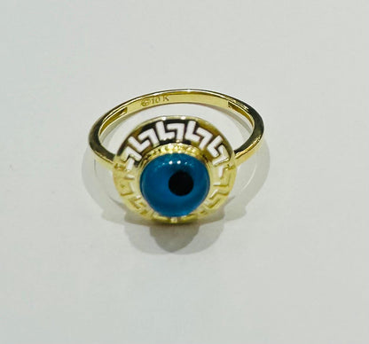 10K GOLD EVIL EYE RING, WEIGHT: 1.9gm
