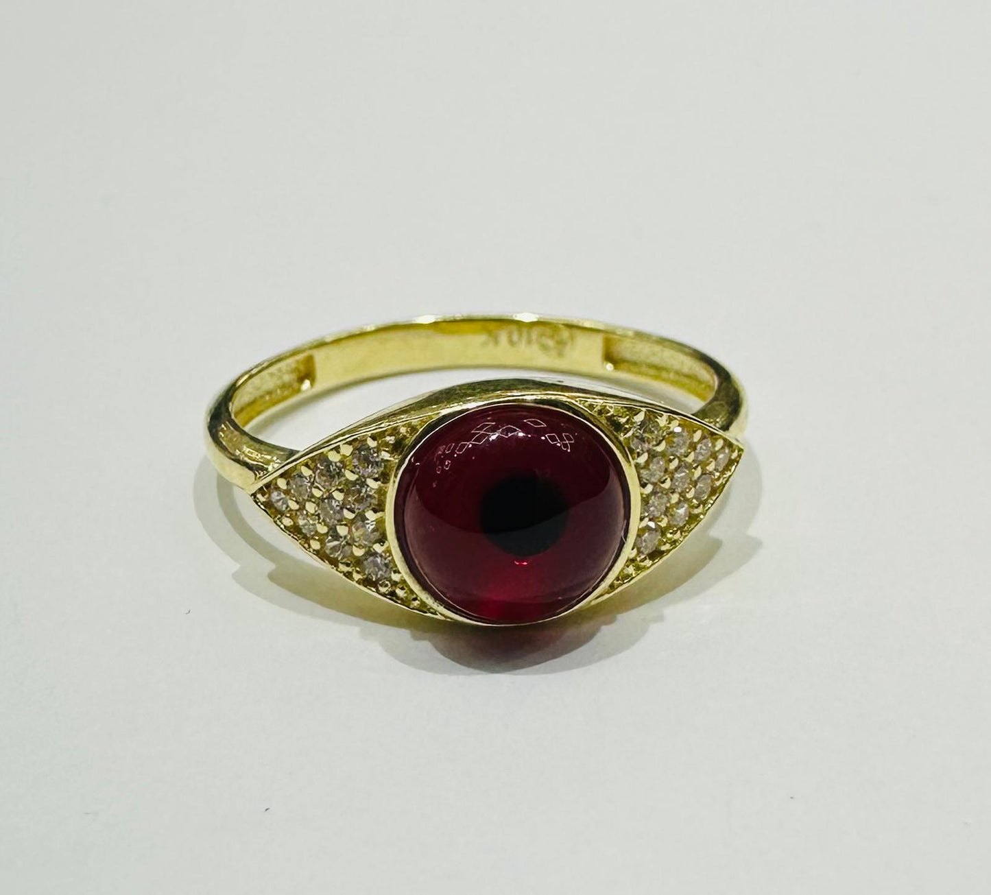 10K GOLD EVIL RED EYE CZ RING, WEIGHT: 2.1gm