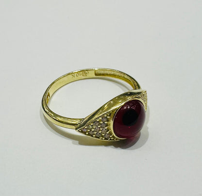 10K GOLD EVIL RED EYE CZ RING, WEIGHT: 2.1gm