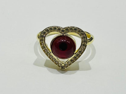 10K GOLD EVIL EYE RED HEART CZ RING, WEIGHT: 2.8gm