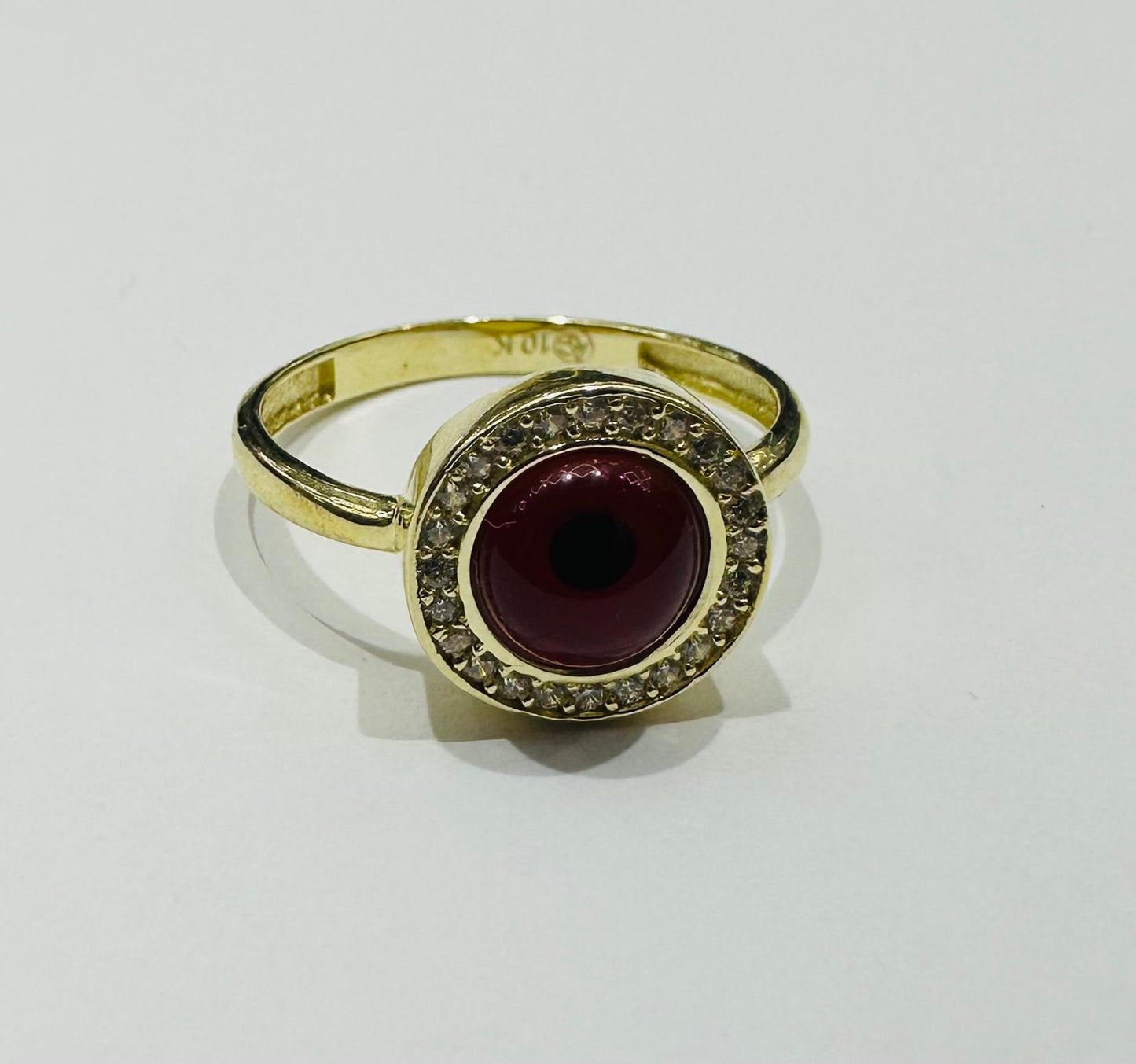 10K GOLD EVIL EYE RED CZ RING, WEIGHT: 2.5gm