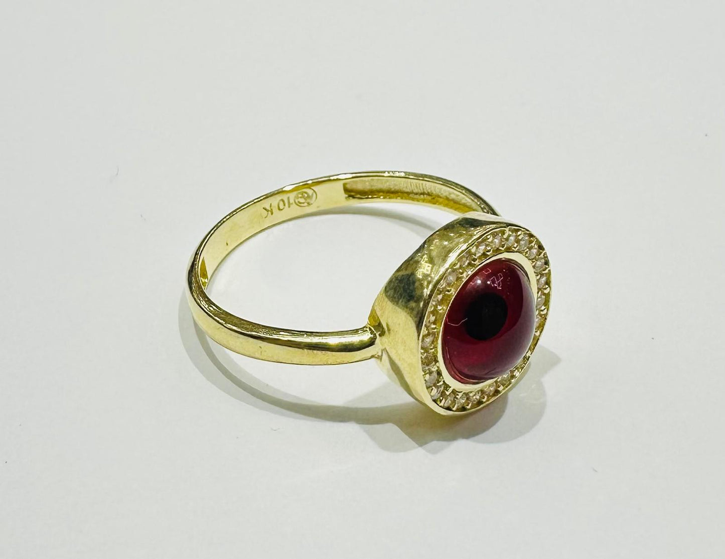 10K GOLD EVIL EYE RED CZ RING, WEIGHT: 2.5gm