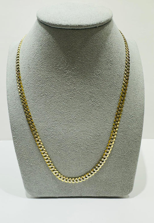 10K GOLD DIAMOND CUT CUBAN LINK CHAIN 20", WEIGHT 9.5gm, WIDTH 4.20mm