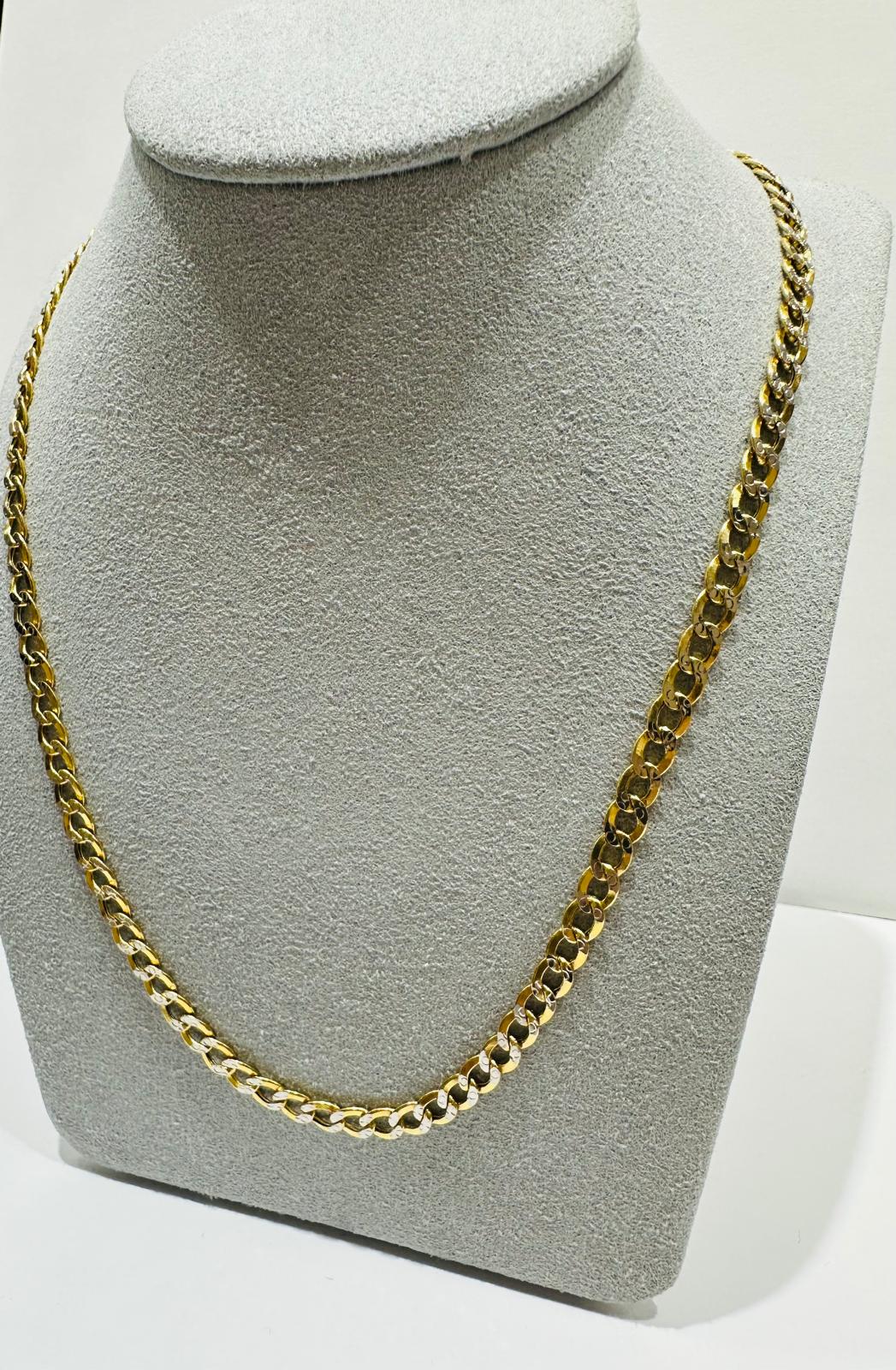 10K GOLD DIAMOND CUT CUBAN LINK CHAIN 22", WEIGHT 7.2gm, WIDTH 4.50mm