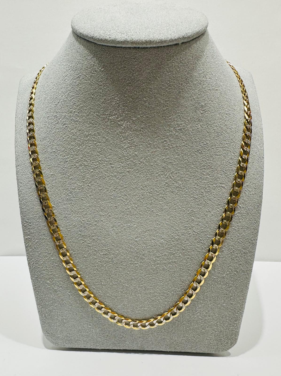 10K GOLD DIAMOND CUT CUBAN LINK CHAIN 22", WEIGHT 7.2gm, WIDTH 4.50mm