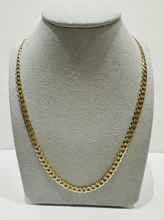 10K GOLD DIAMOND CUT CUBAN LINK CHAIN 22", WEIGHT 7.2gm, WIDTH 4.50mm