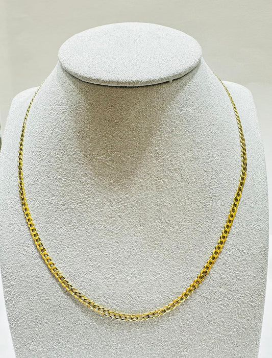 10K GOLD CUBAN LINK CHAIN 14", WEIGHT 2.6gm, WIDTH 2.55mm