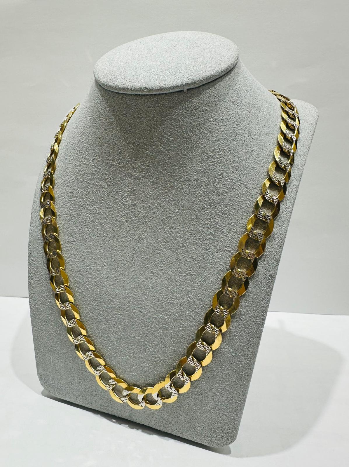 10K GOLD DIAMOND CUT CUBAN LINK CHAIN 28", WEIGHT 49.7gm, WIDTH 9.40mm