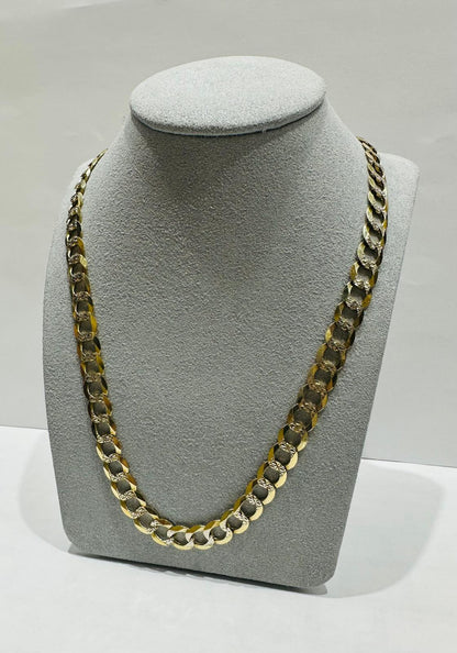 10K GOLD DIAMOND CUT CUBAN LINK CHAIN 26", WEIGHT 35.2gm, WIDTH 8.50mm