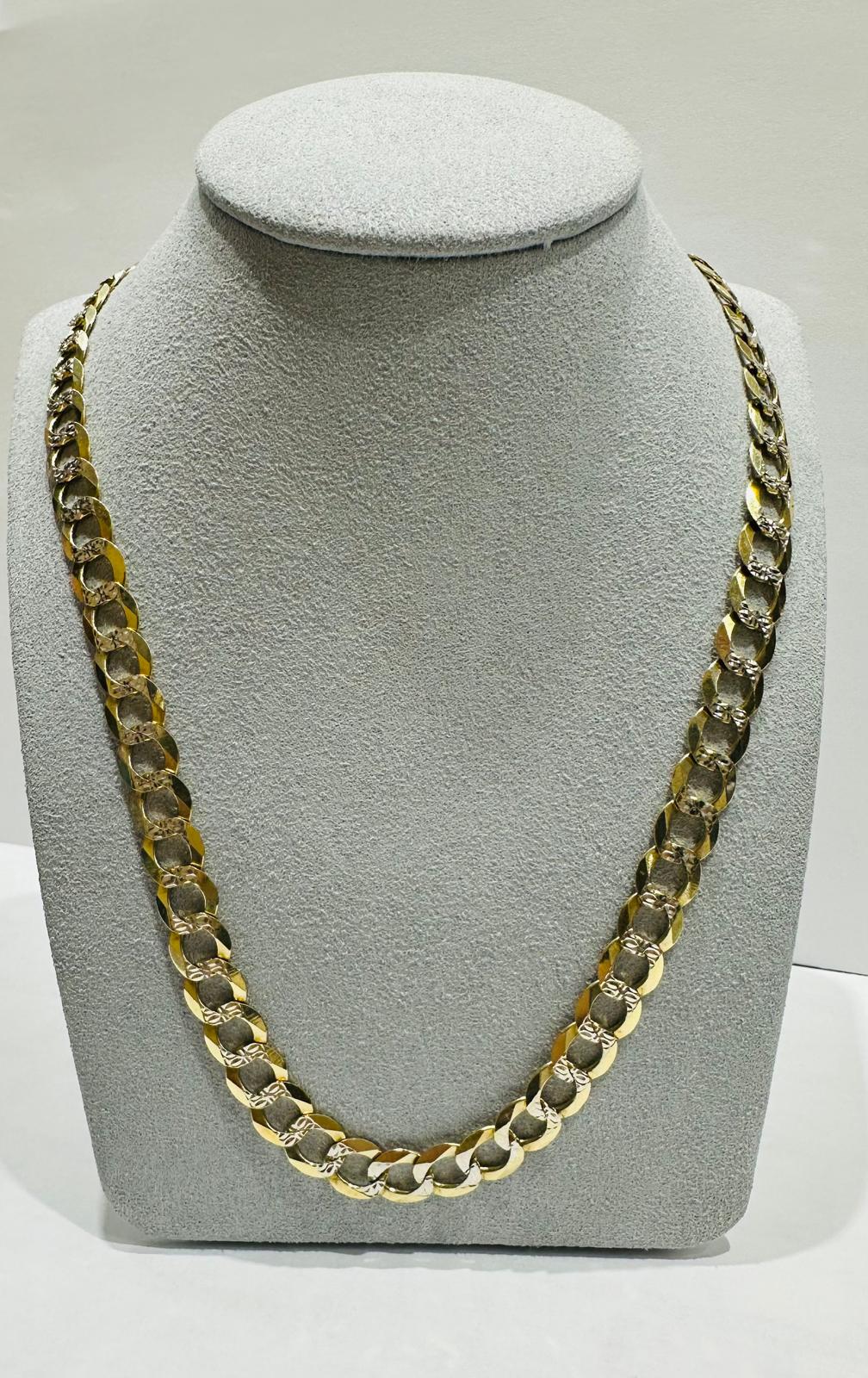 10K GOLD DIAMOND CUT CUBAN LINK CHAIN 26", WEIGHT 35.2gm, WIDTH 8.50mm
