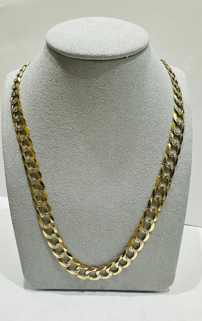10K GOLD DIAMOND CUT CUBAN LINK CHAIN 26", WEIGHT 35.2gm, WIDTH 8.50mm