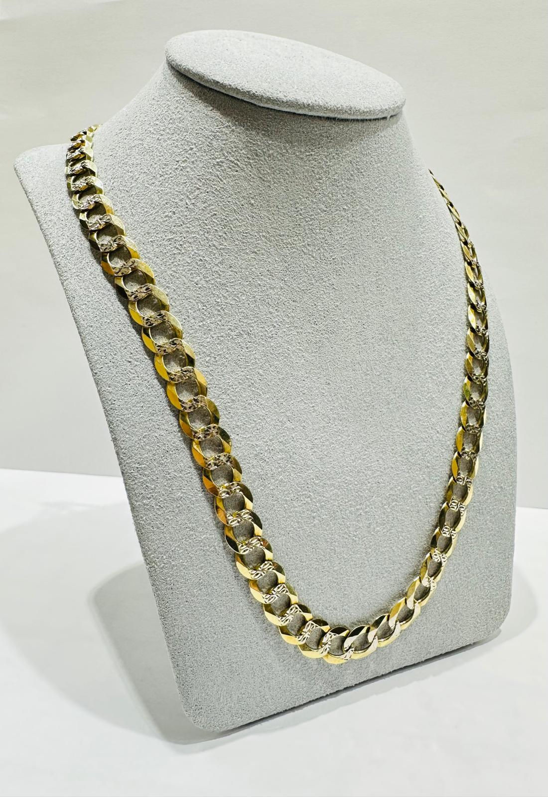 10K GOLD DIAMOND CUT CUBAN LINK CHAIN 26", WEIGHT 35.2gm, WIDTH 8.50mm