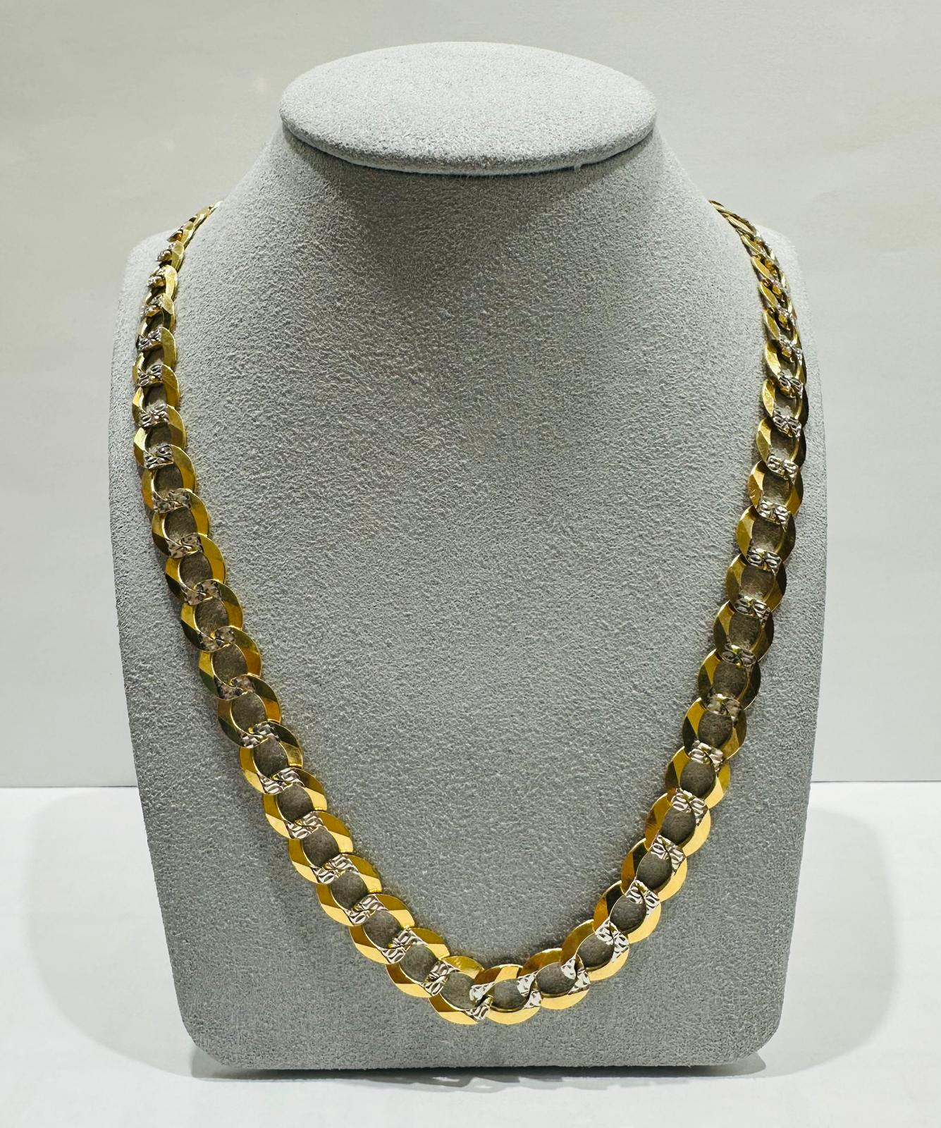 10K GOLD DIAMOND CUT CUBAN LINK CHAIN 28", WEIGHT 49.7gm, WIDTH 9.40mm