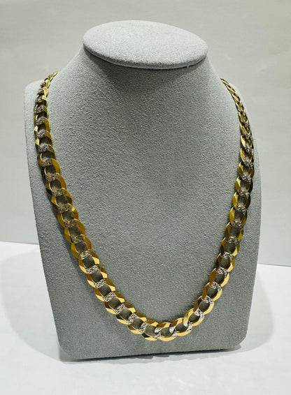 10K GOLD DIAMOND CUT CUBAN LINK CHAIN 28", WEIGHT 49.7gm, WIDTH 9.40mm