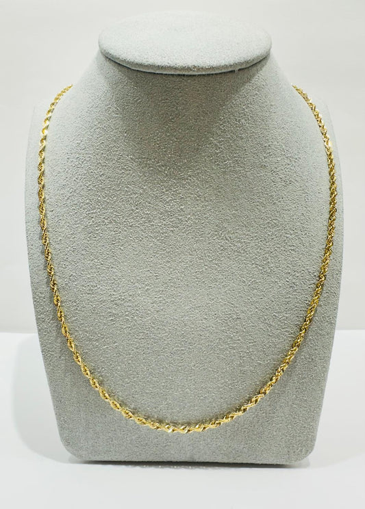 10K GOLD SOLID ROPE CHAIN 24", WEIGHT 6.5gm, WIDTH 2.25mm