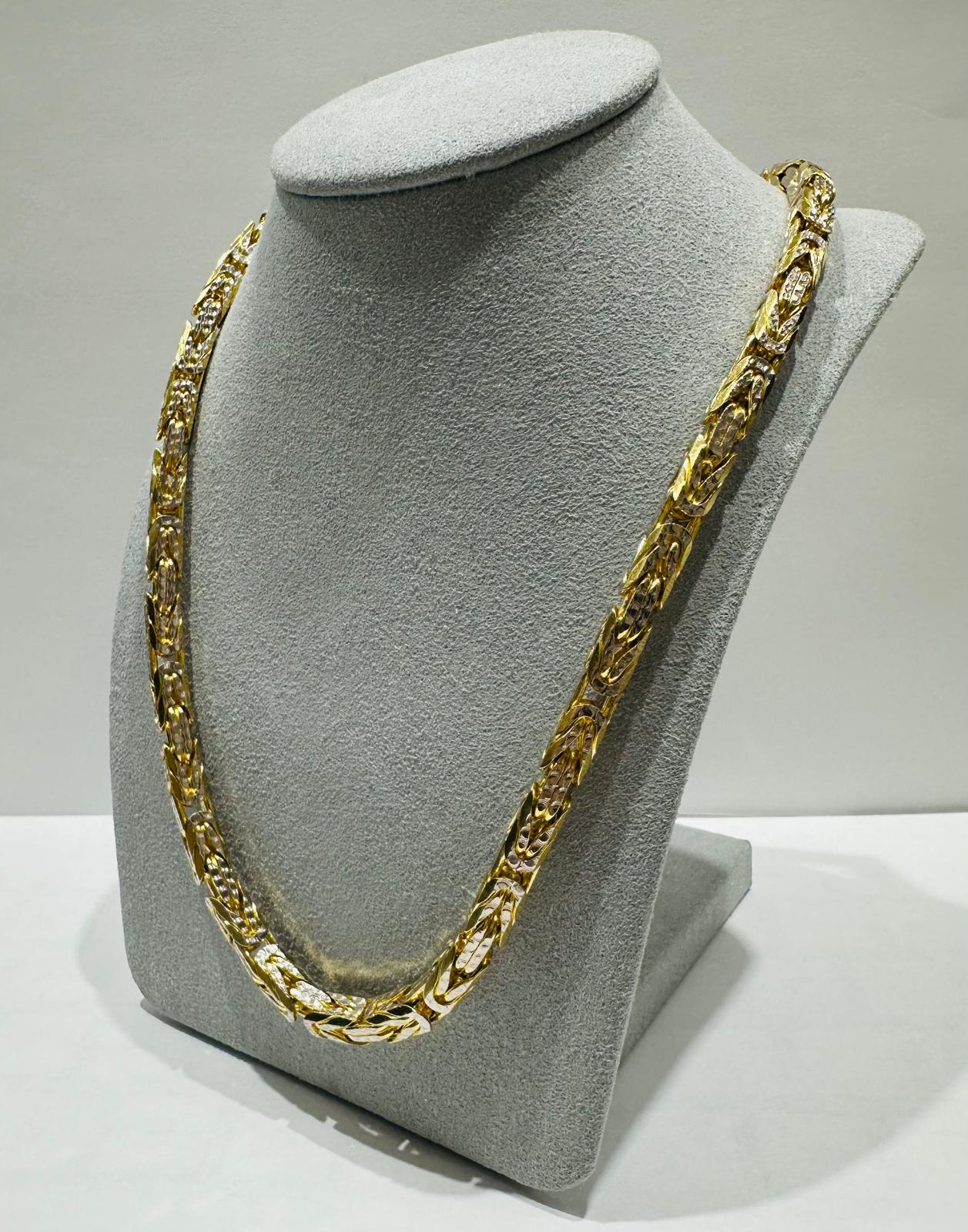 10K SOLID GOLD DIAMOND CUT BYZANTINE     99.7gm     21.5"     5.48mm