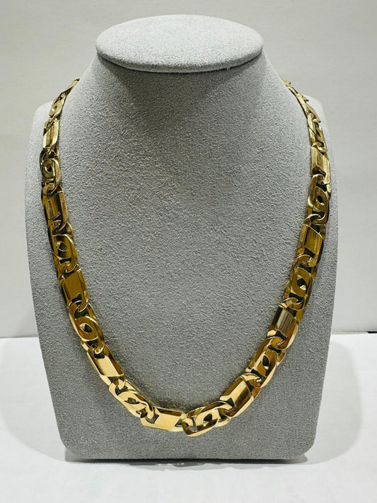 10K GOLD TIGER EYE LINK CHAIN 24" 8.95mm, 64.8gm