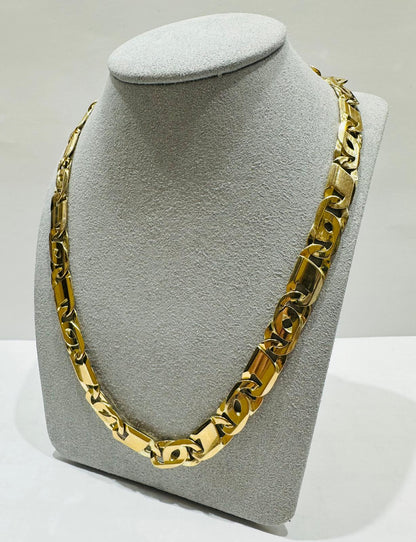 10K GOLD TIGER EYE LINK CHAIN 24" 8.95mm, 64.8gm