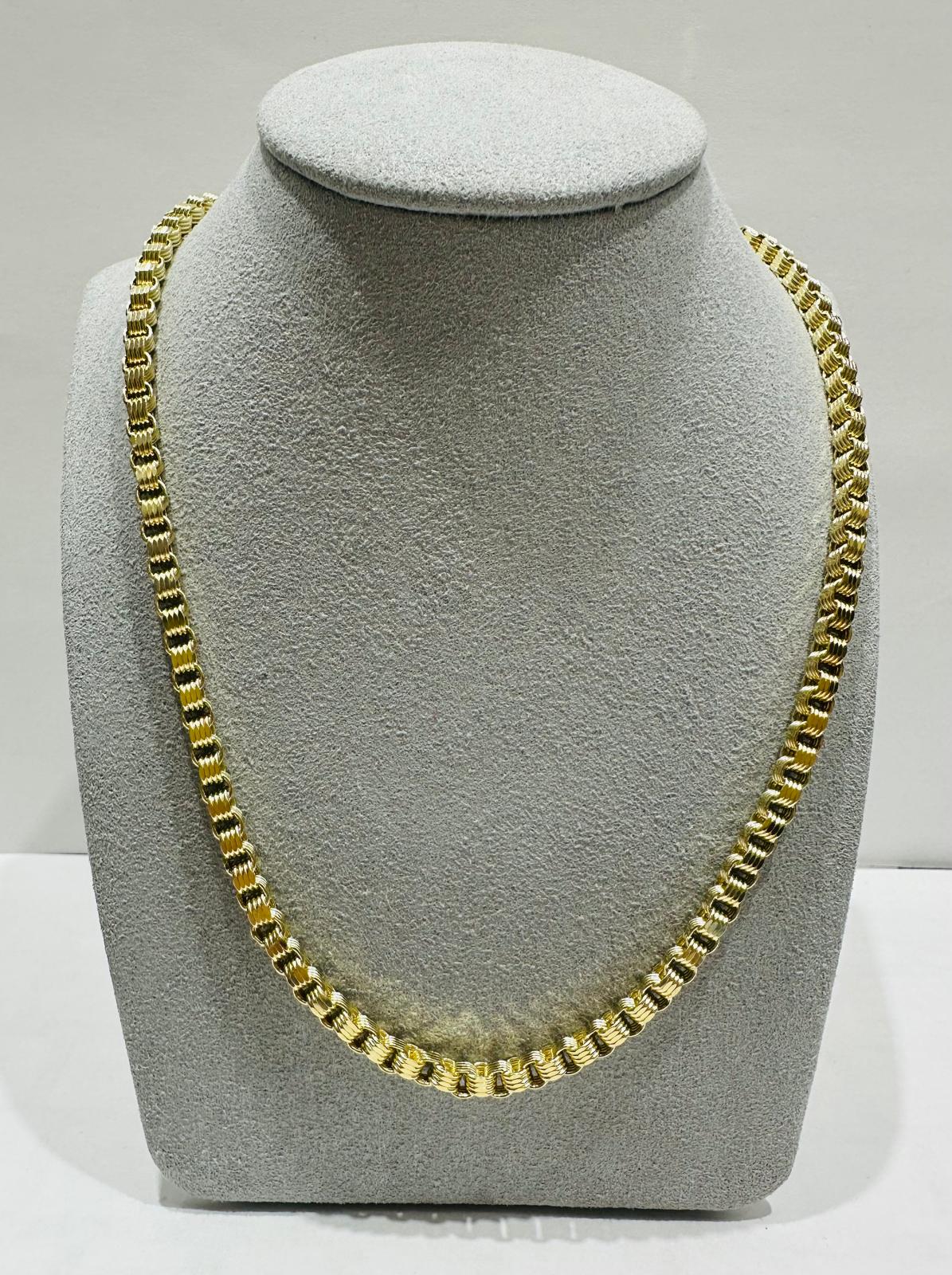 10K GOLD BOX BYZANTINE CHAIN 22" 4.02mm, 13.9gm