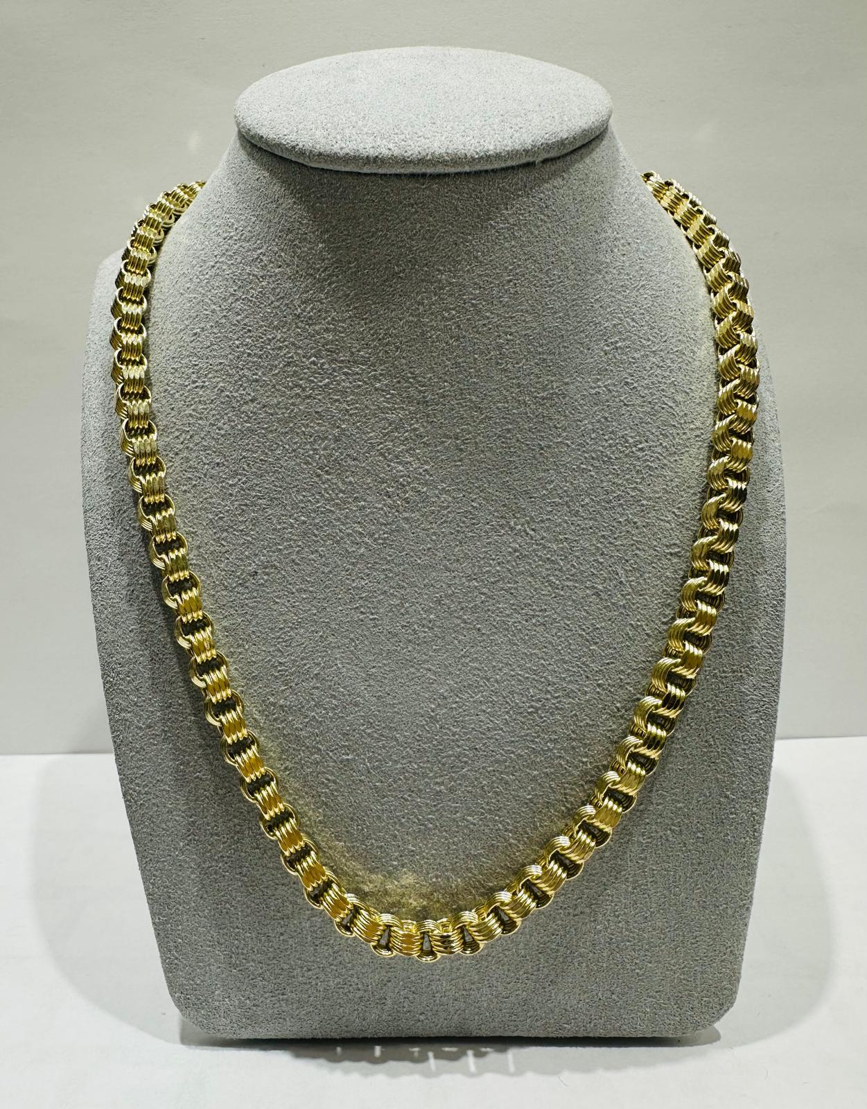 10K GOLD BOX BYZANTINE CHAIN 22" 5.28mm, 19.2gm