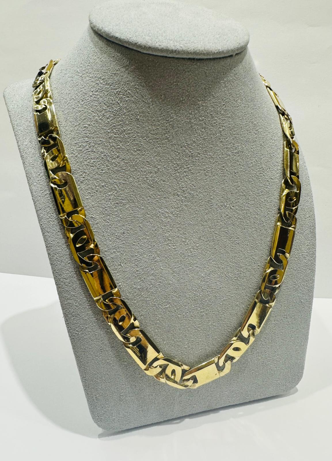 10K GOLD TIGER EYE LINK CHAIN 24" 9.15mm, 75.4gm