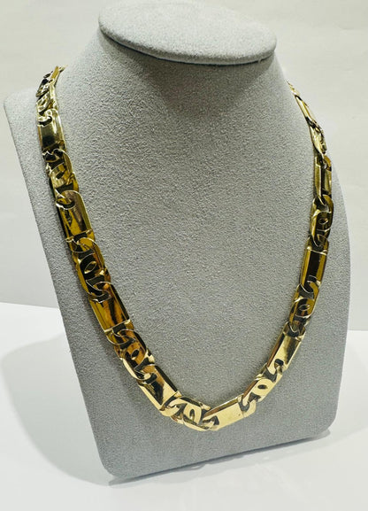 10K GOLD TIGER EYE LINK CHAIN 24" 9.15mm, 75.4gm
