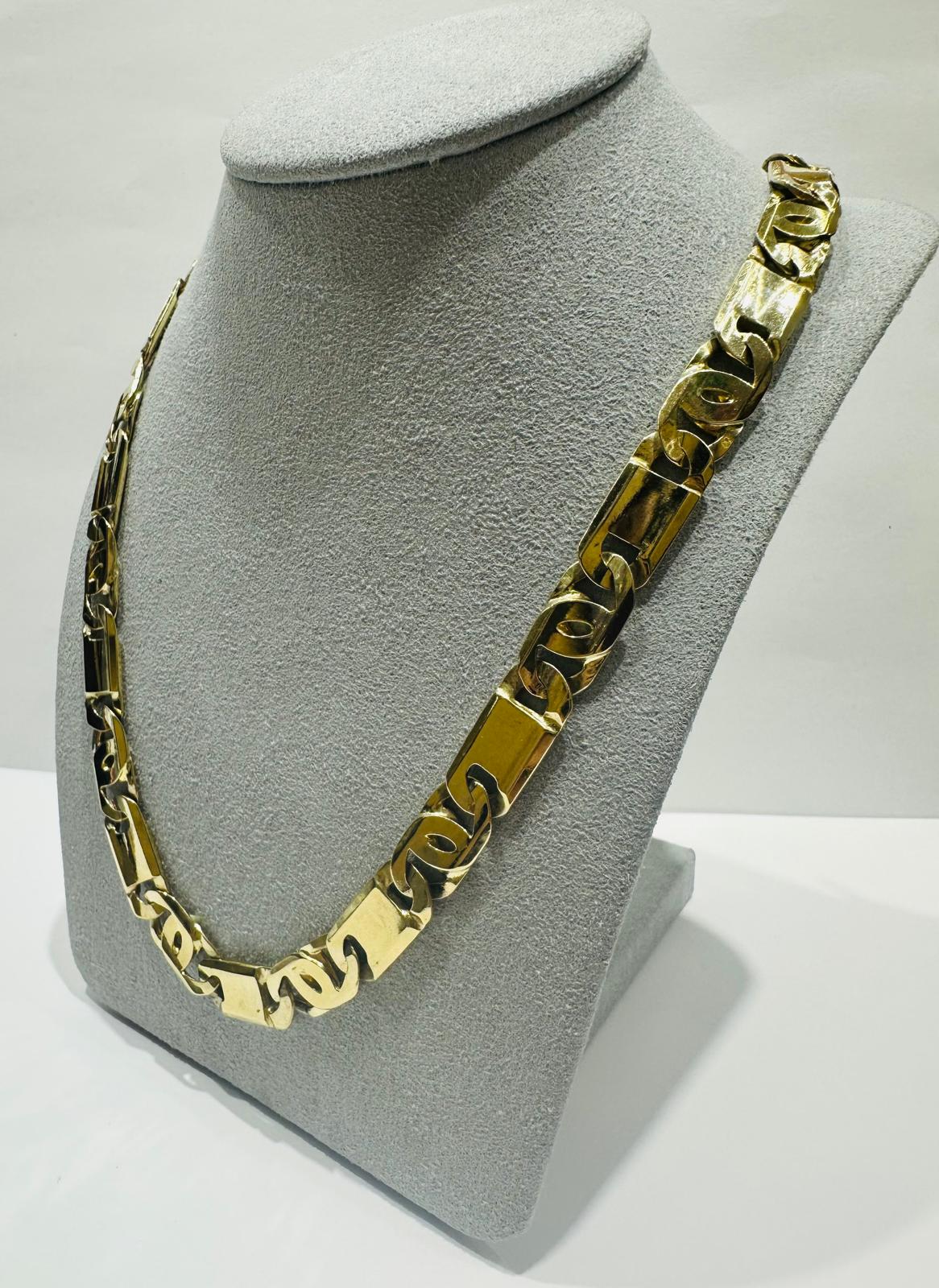 10K GOLD TIGER EYE LINK CHAIN 24" 9.15mm, 75.4gm